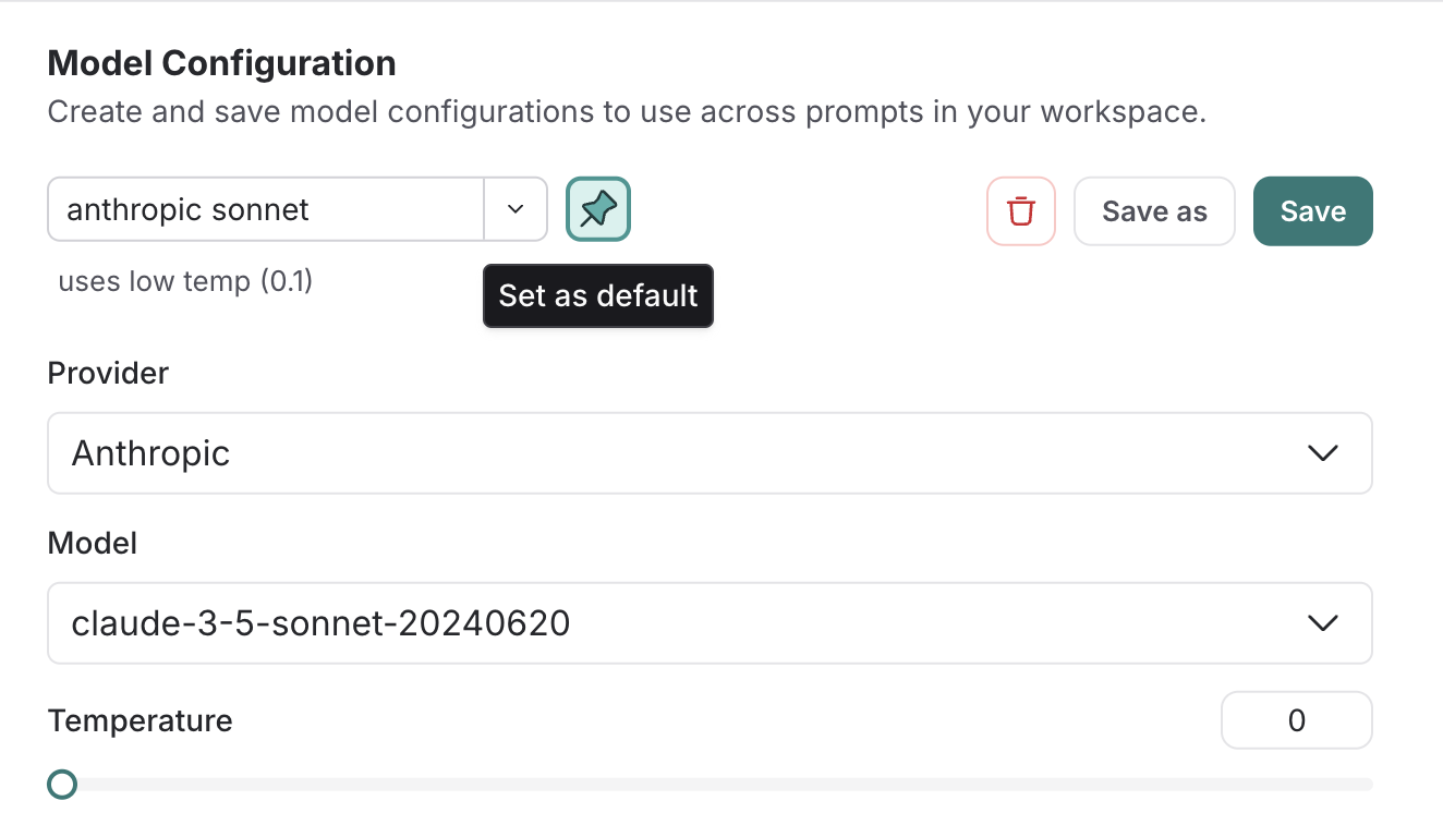 Setting Default Configuration